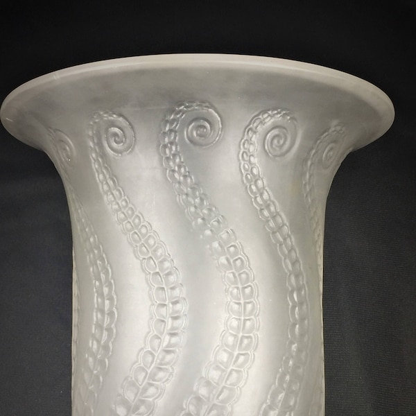 Large Vase, 1921, Rene Lalique, Meduse, Art Glass, Pearl, France, Signed, Heavy Glass, Tentacles, Antique, Satin Glass, Gift, Birthday,