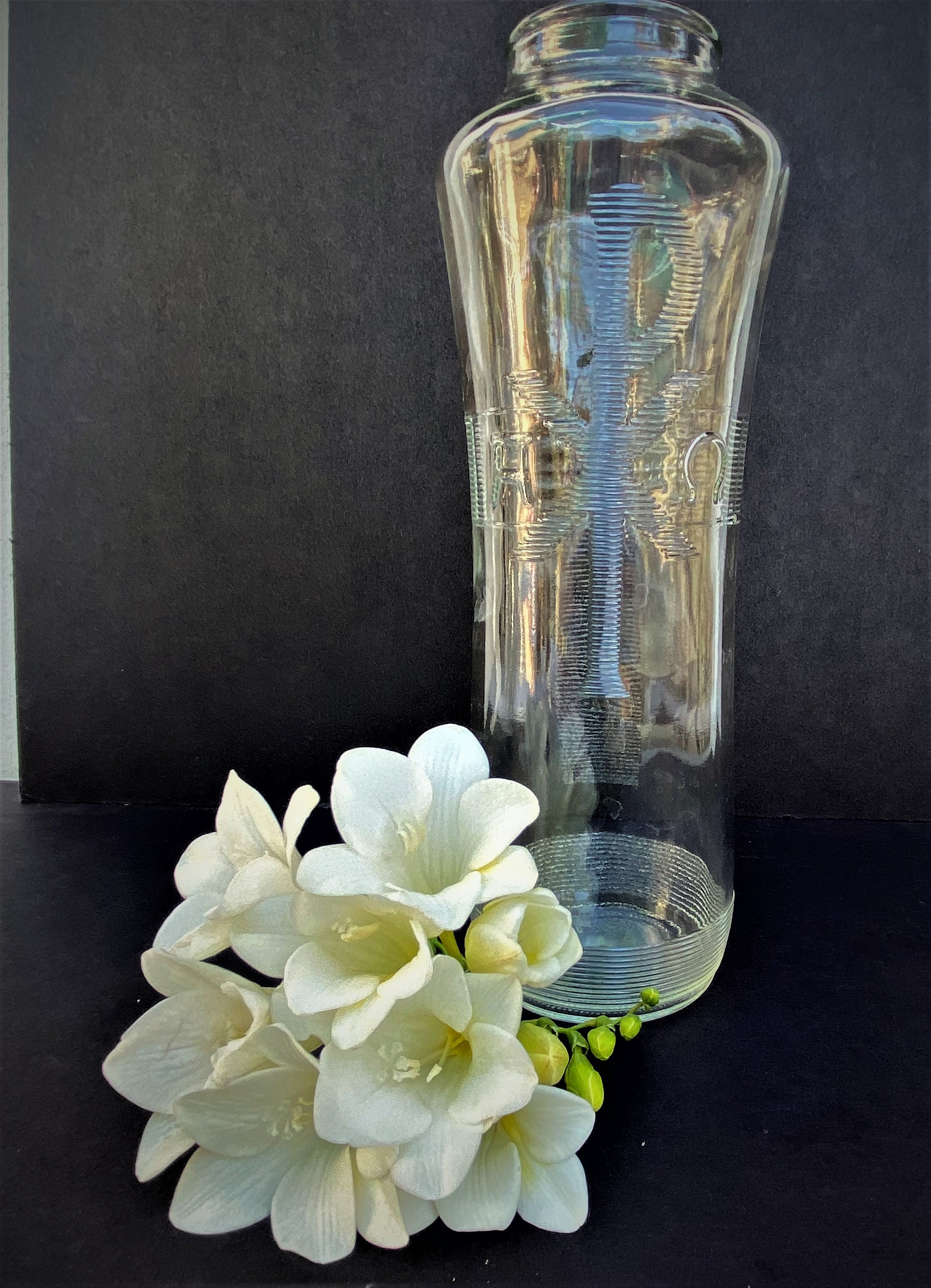 Vintage Tall Candle Vases Clear Glass Embossed Front and Etsy