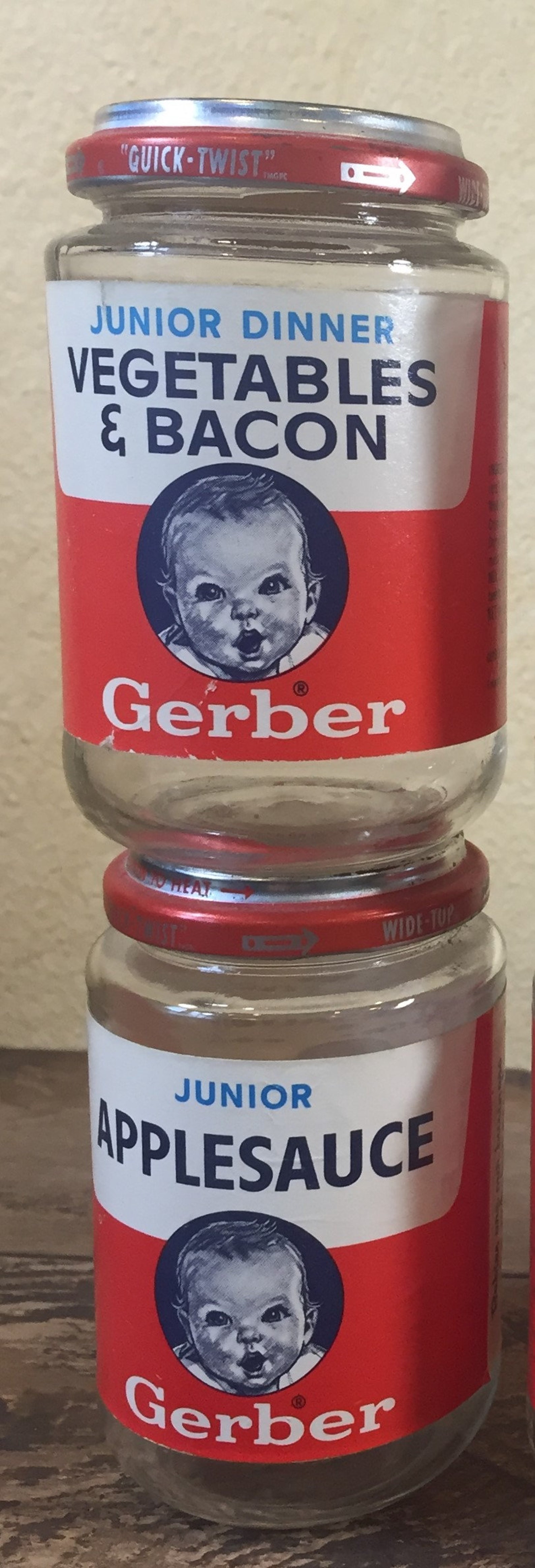 1960s Two Gerber Baby Food Jars Red White Blue Etsy