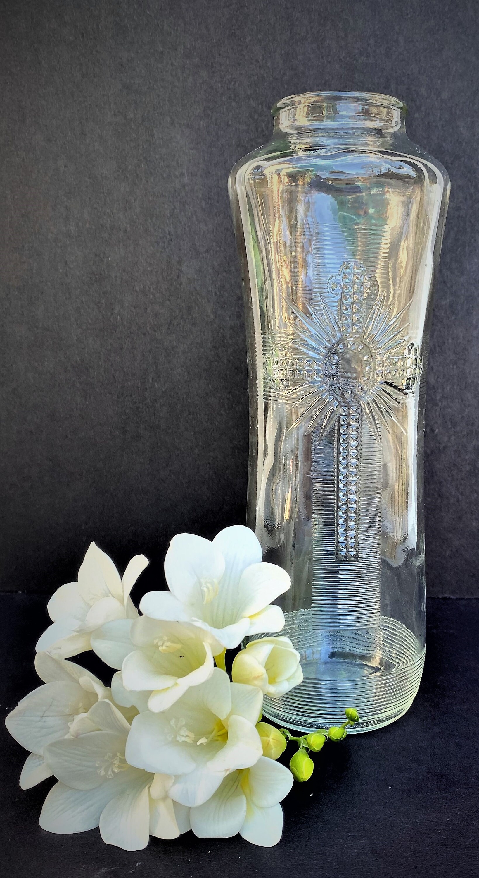 Vintage Tall Candle Vases Clear Glass Embossed Front and Etsy UK