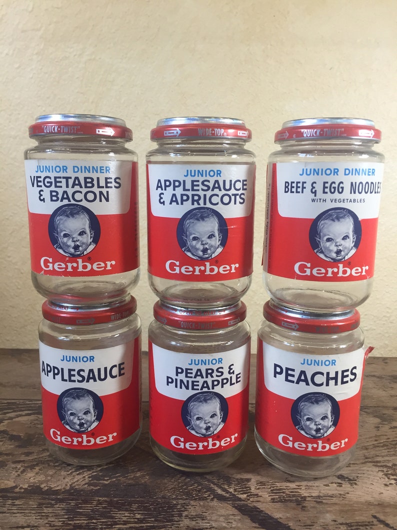1960s 2 Gerber Baby Food Jars Nursery Storage Baby Shower Etsy