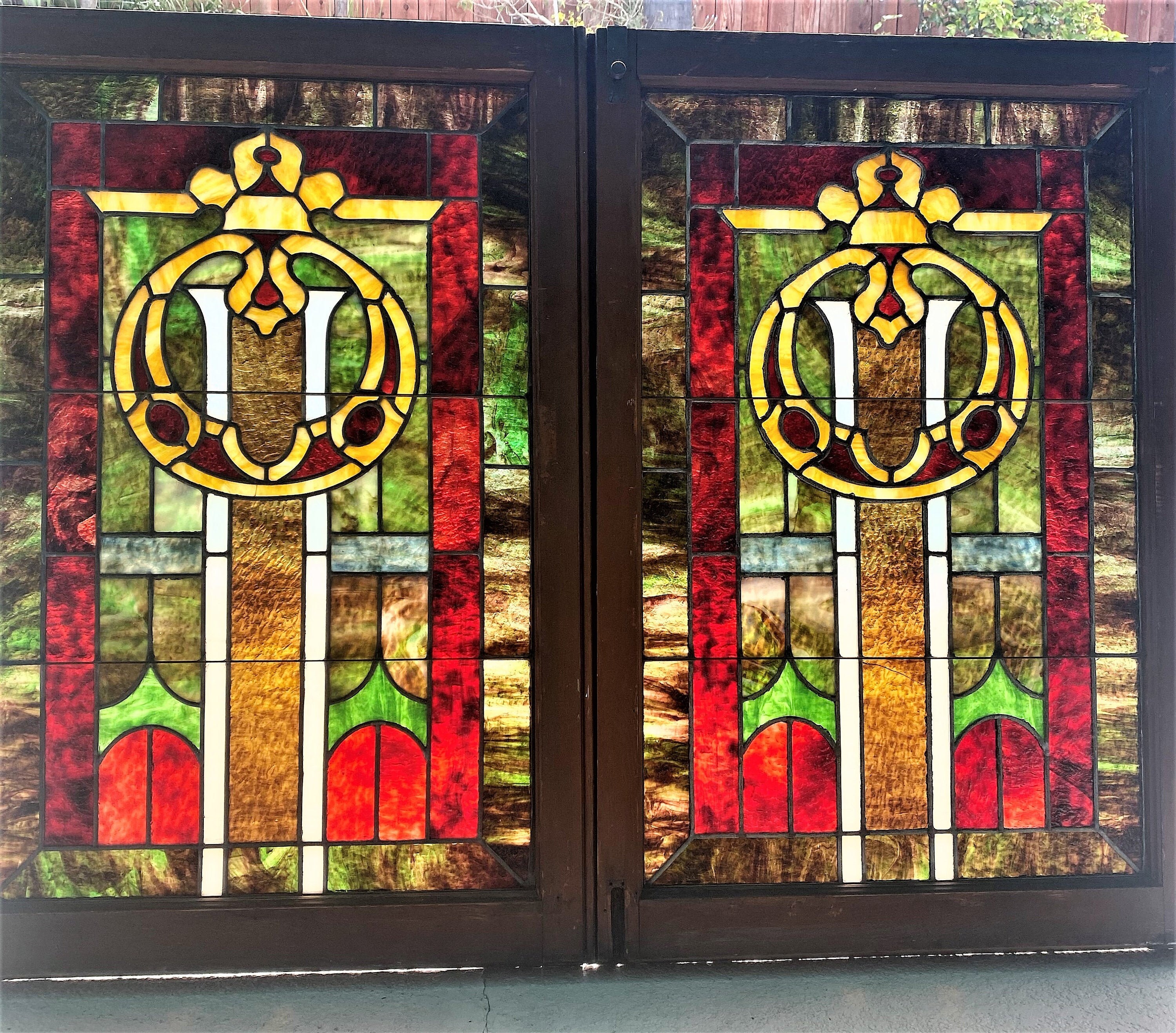 Pair Of Stained Glass Window Etsy