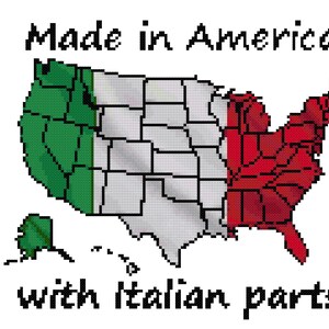 Made in America with Italian Parts (Digital Cross-stitch Pattern)