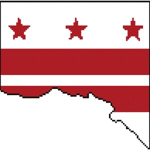 Kaart van Washington, DC met vlagoverlay (digitaal kruissteekpatroon)
