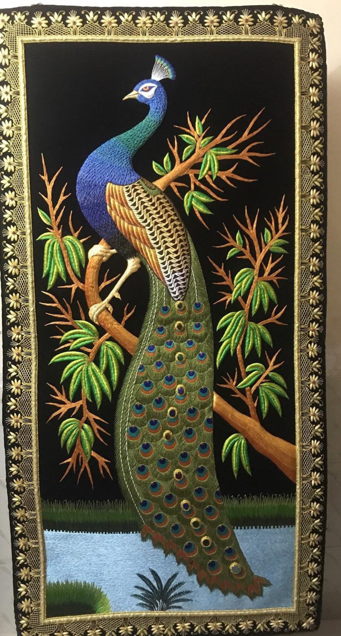 Multicolored peacock in indian embroidered handmade zardosi etsy Multicolored peacock in indian embroidered handmade zardosi etsy