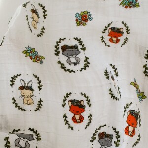 Boho Woodland Animal Swaddle Blanket, Newborn Gauze Swaddle Blanket, 100% Cotton Swaddle Blanket for Newborns and Toddlers, Baby Shower Gift