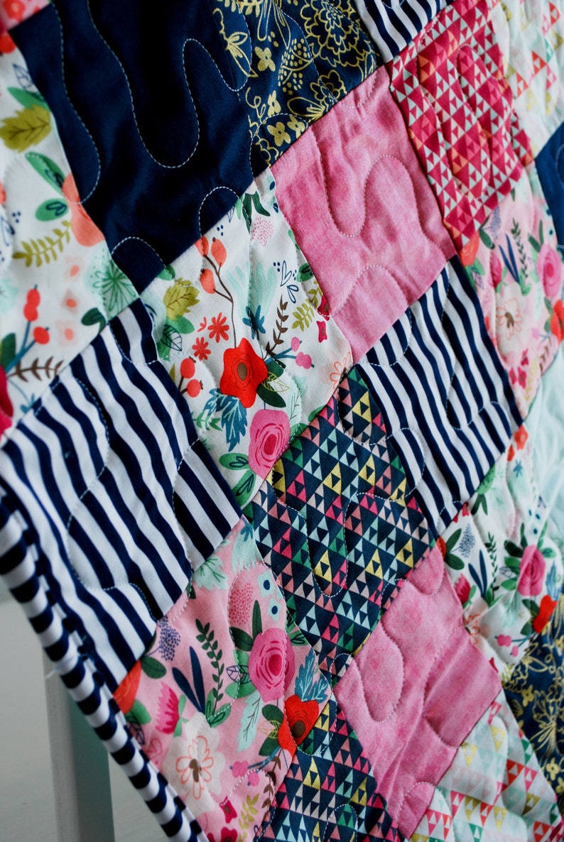 Flower Patchwork Baby Quilt Boho Floral Baby Quilt Newborn Etsy Flower patchwork baby quilt boho floral baby quilt newborn