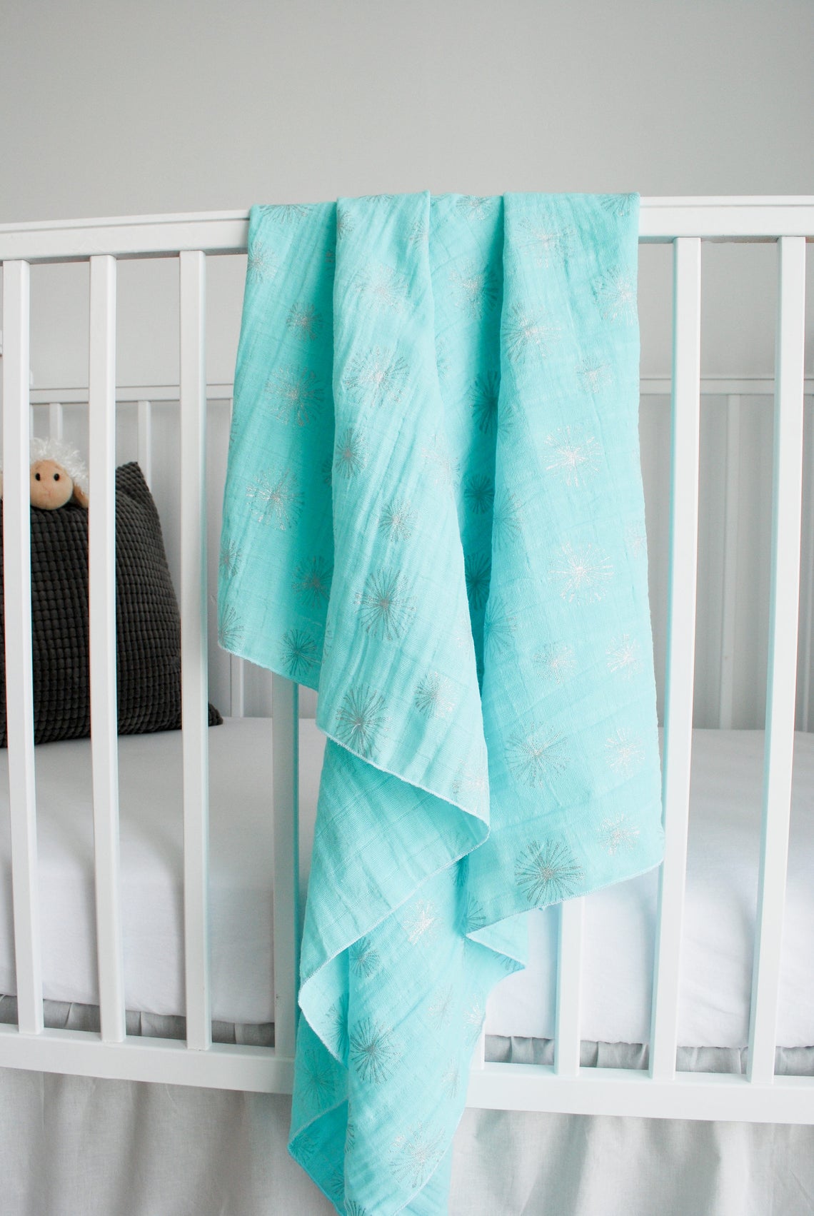 Blue and Silver Baby Swaddle Blanket Baby Shower Gift Muslin Etsy
