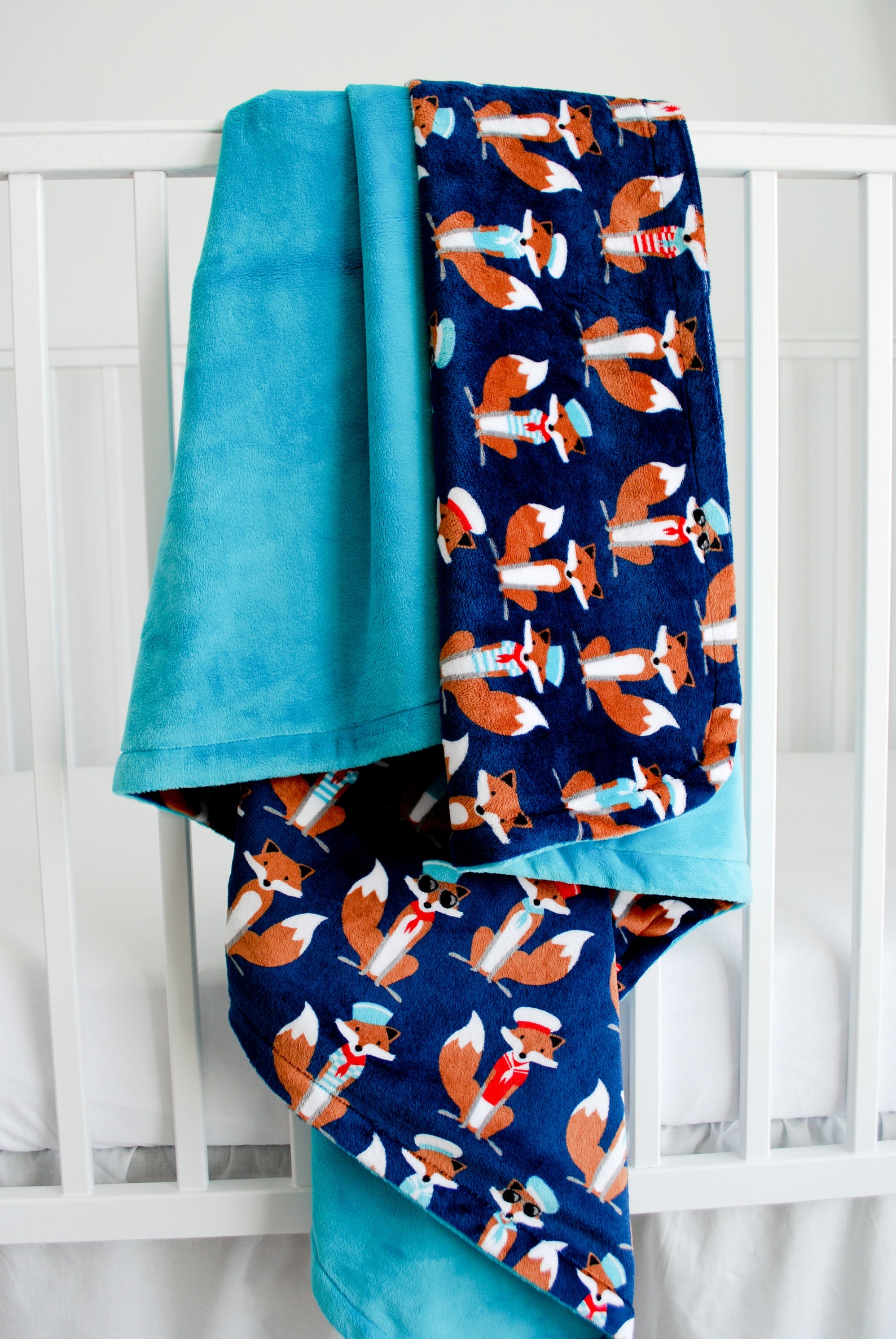 Fox Minky Baby Blanket for Baby or Toddler, Baby Shower Gift, Toddler