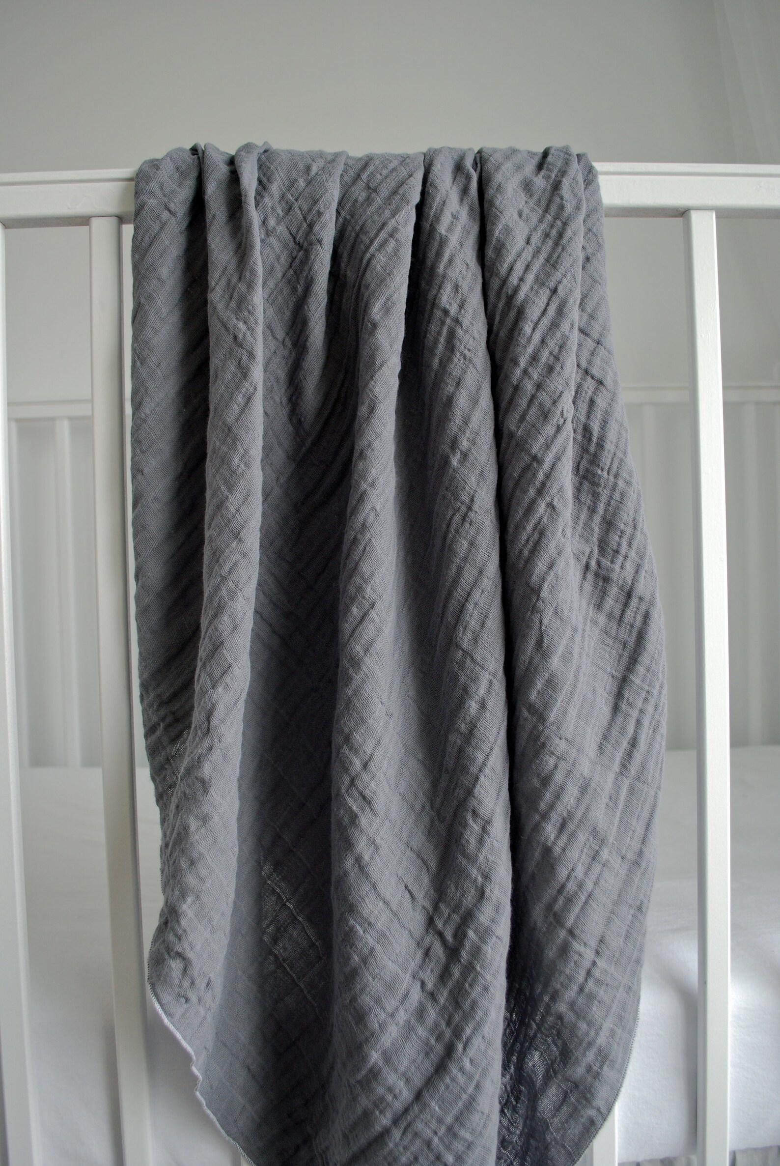 Grey Muslin Swaddle Blanket Newborn Double Gaze Swaddle Etsy