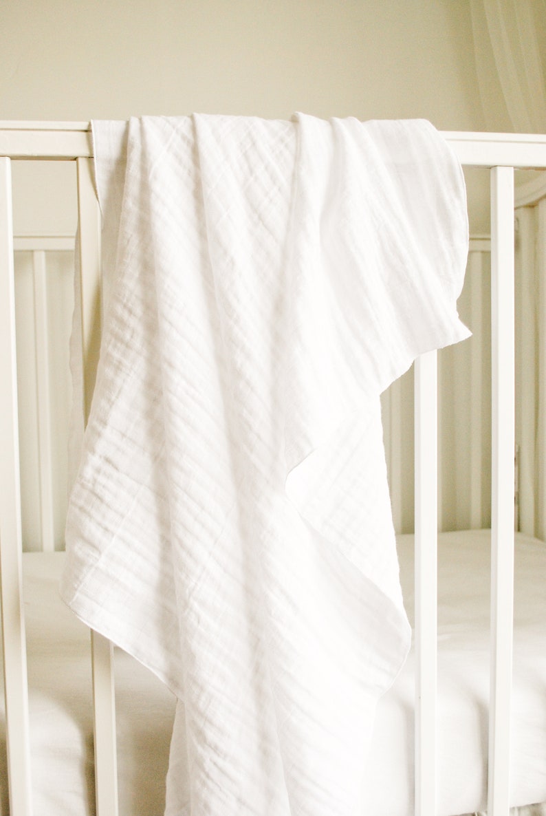 White Muslin Swaddle Blanket Newborn Double Gaze Swaddle Etsy