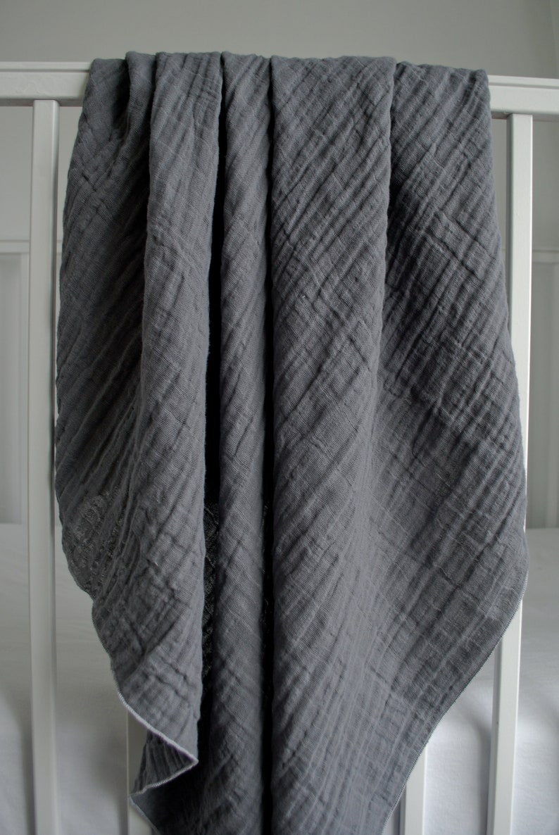 Grey Muslin Swaddle Blanket Newborn Double Gaze Swaddle Etsy