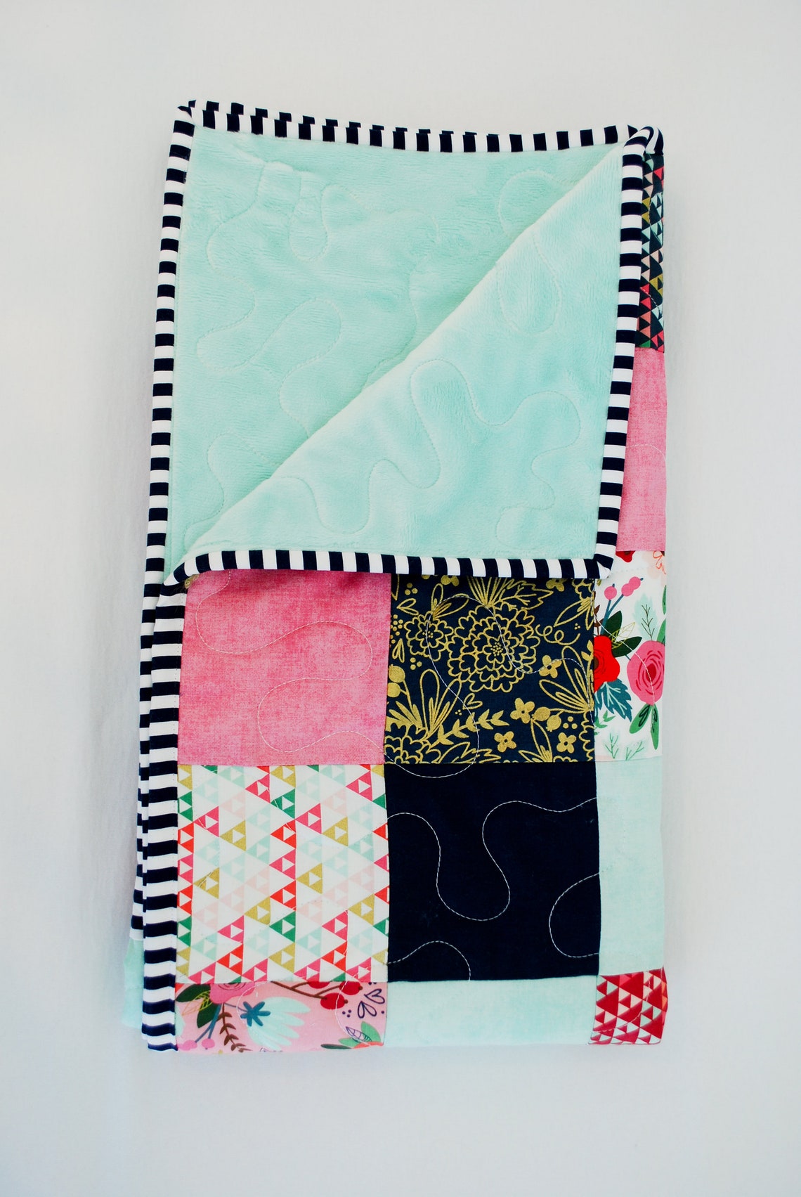 Flower Patchwork Baby Quilt Boho Floral Baby Quilt Newborn Etsy