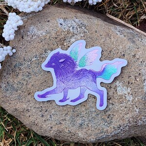 Aurora Borealis Stardust Paarse Wolf Sticker, Noorderlicht, Sterrenbeeld Dierenliefhebber, Kosmische Ruimte Cadeau