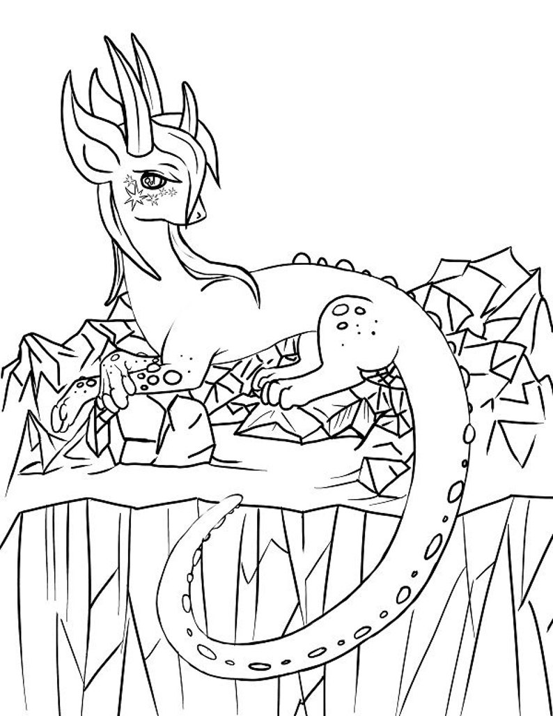 Download Ice Dragon Adult Coloring Page | Etsy