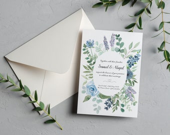 Watercolour Blooms Wreath Invite