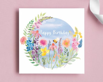 Happy birthday flowers - Watercolour flowers - garden themed cards- Birthday cards- mix and match bundle- all occasion card - just because