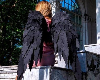 Angel Costume Wings .Angel wings for a photo shoot  Black wings.  Black Angel wings.