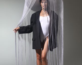 White Statement Fringed Hat with Wide Brim- Ideal for Photoshoots and Interior Styling.Hat with fringes for a photoshoot or for the interio