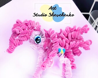 Unicorn Pinkie Pie pony horse pipe cleaner, my Unicorn horse gift for girls handmade pipecleaner figure Cute Pony unicorn party decor