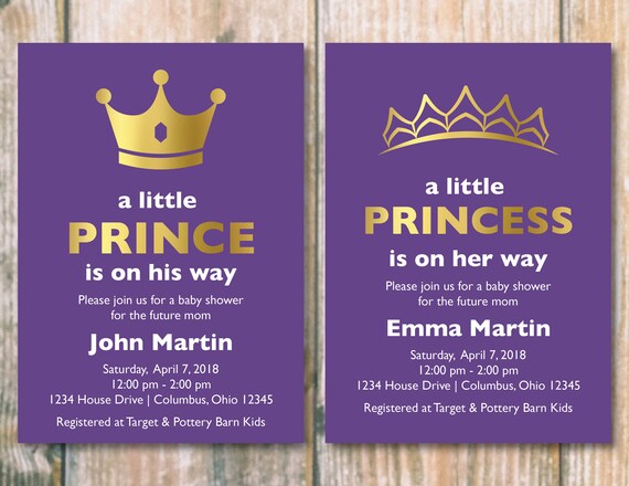 Little Prince Baby Shower Invite Etsy