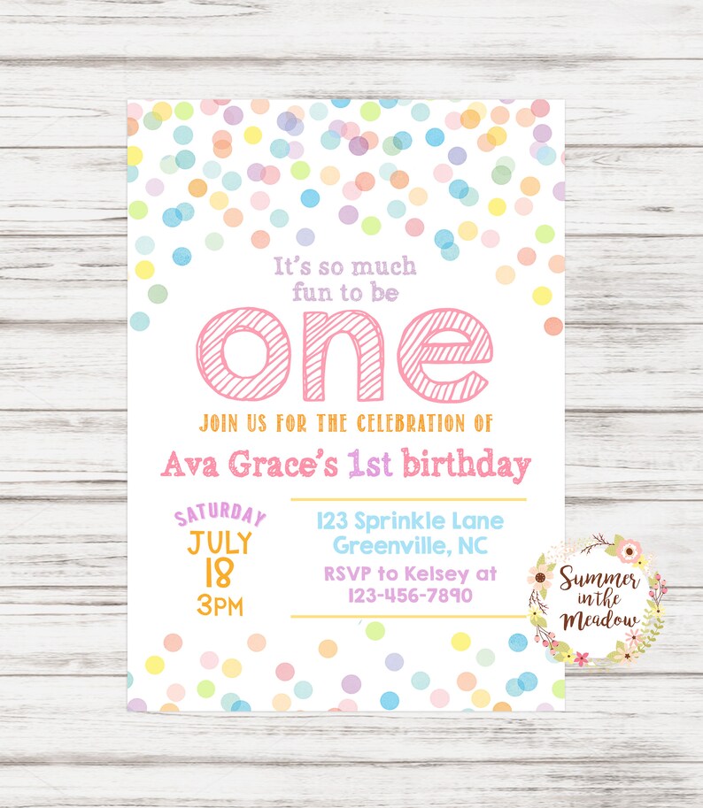 Fun to be ONE Birthday Party Invitation First Birthday | Etsy