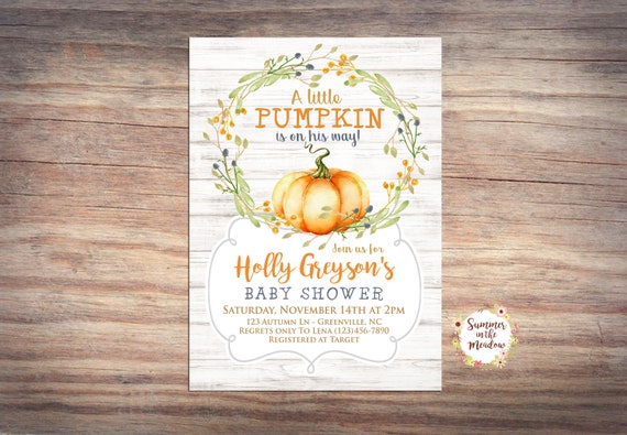 Pumpkin Baby Shower Invitation, Baby Boy Pumpkin Invitation, Pumpkin Baby Shower Invite, Autumn Baby Shower, Rustic White Wood Il_570xn