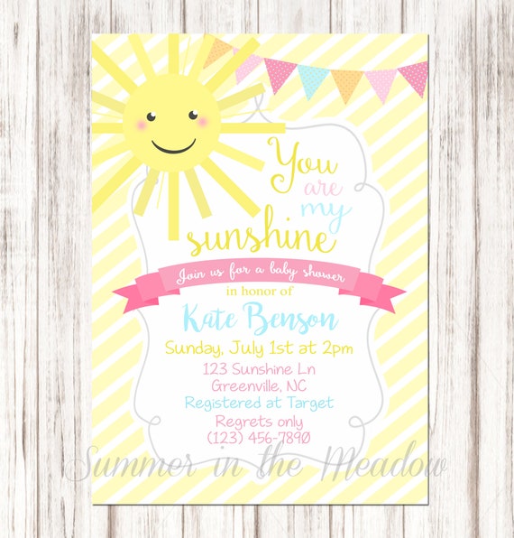 You are my Sunshine Baby Shower Invitation, Sunshine Baby Shower Invite, Pastel Colors Il_570xn