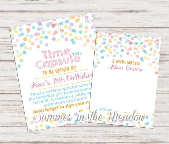 Confetti Time Capsule, Birthday Time Capsule, Confetti Dots, Personalized, 18th Birthday, Note for Birthday Girl, Matching, First Birthday Il_570xn