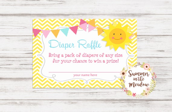 Diaper Raffle Tickets, Sunshine Baby Shower, Diaper Raffle Cards, Baby Girl, Raffle Tickets for Baby Shower, Printable PDF Il_570xn