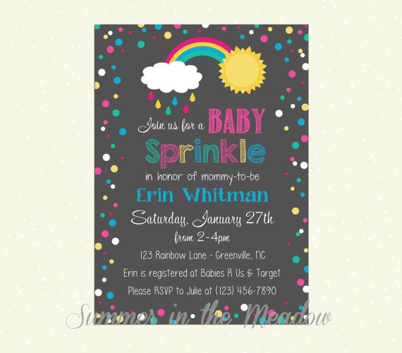 Baby Sprinkle Invitation, Gender Neutral Baby Sprinkle Invitation, Rainbow Sunshine Baby Shower, Sprinkles Il_570xn