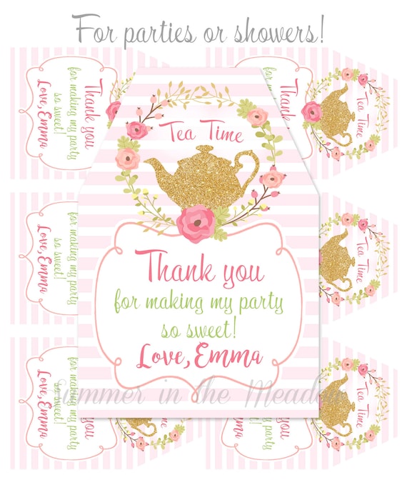 tea party thank you tags printable hang tags with name matching