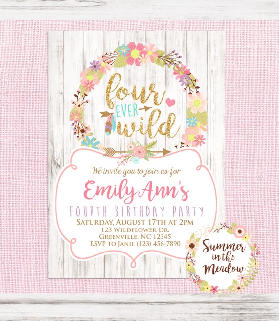 Download Four ever Wild Birthday Party Invitation, Fourever Wild ...