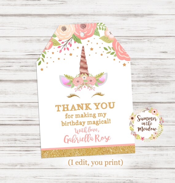 Unicorn Party Favor Tags, Unicorn Thank You Tags, Unicorn Birthday Party Hang Tags, Unicorn Face, Printable Favor tags Il_570xn
