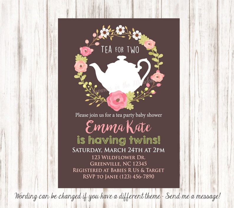tea for two baby shower invitations