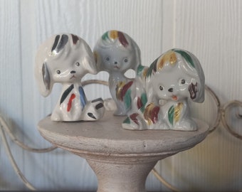 Vintage Ceramic Dog Trio//Vintage Knick Knacks// Dime Store Ceramics