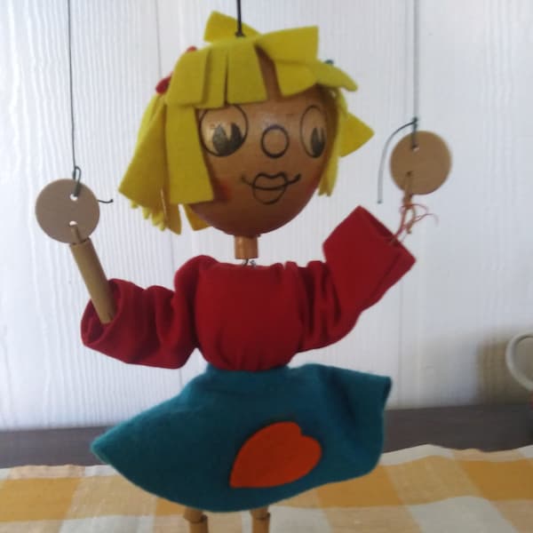 Pelham Puppets Girl Marionette//Vintage Toy//Puppet