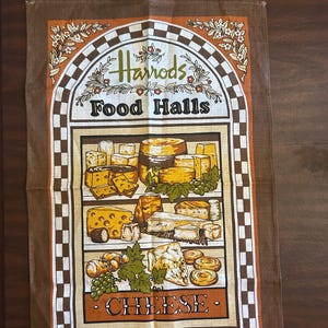 Harrods Linen Tea Towel//Irish Linen Tea Towel//Vintage Kitchen//Cheese Tea Towel//Harrods