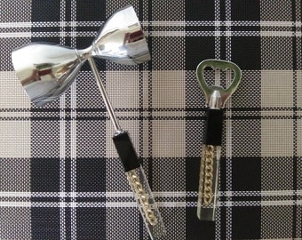 Vintage Barware//Lucite Handle Barware//Swank Barware