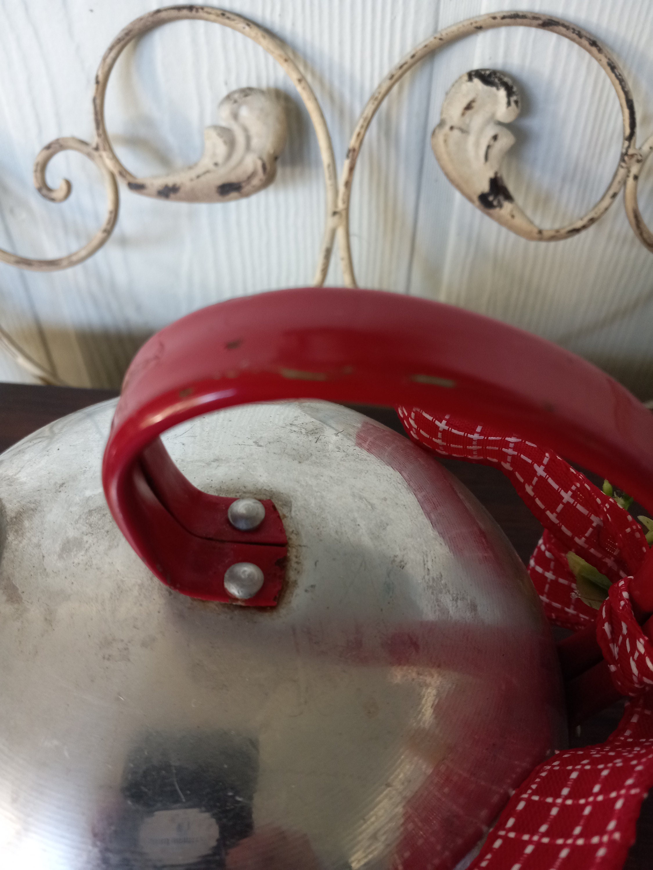 Vintage Aluminum Tea Kettle//vintage Kitchen//red Handle Tea Kettle Etsy