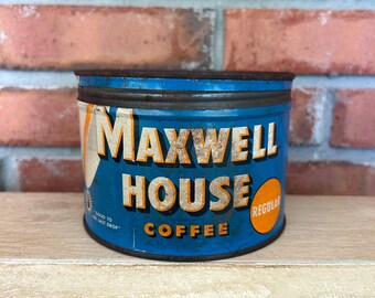Lata de café vintage Maxwell House con tapa, lata antigua