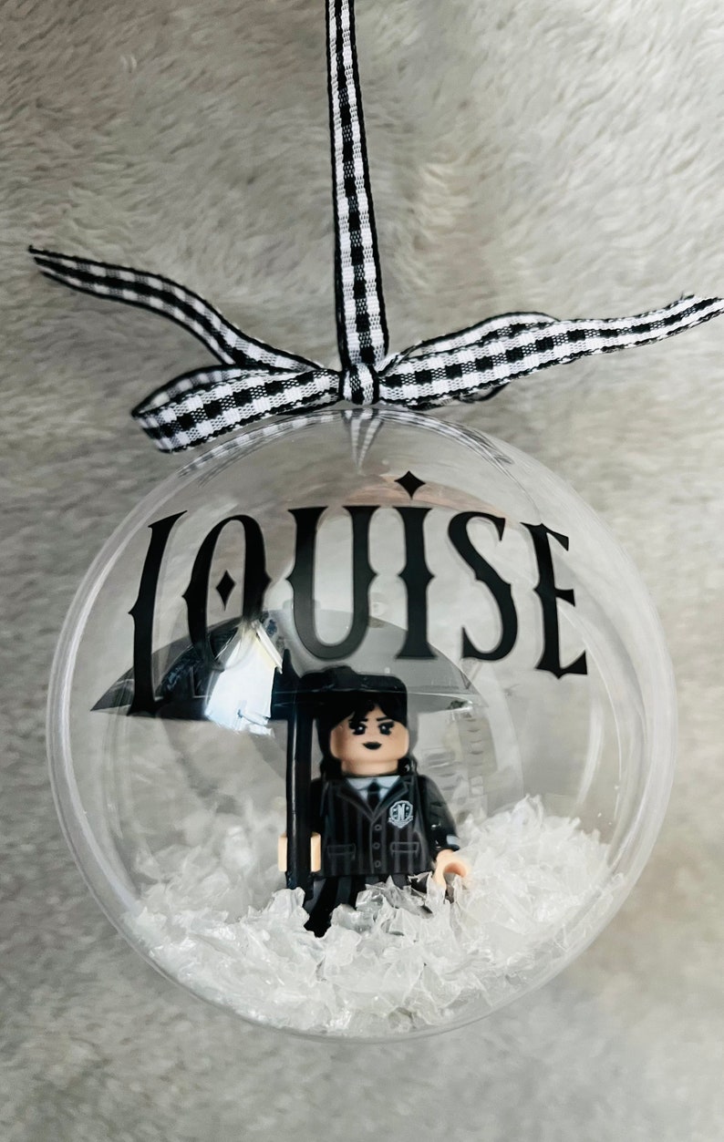 Wednesday Addams Mini Figure Gift Bauble, Personalised Christmas ...