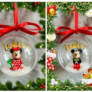 Mickey & Minnie Mini Figure Christmas Baubles, Decoration, Personalised