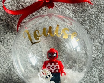Super Hero Personalised Mini Figure Christmas Gift Bauble, Ornament, Decoration, Present