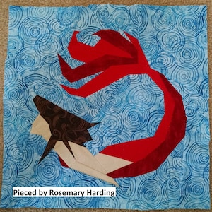 Mermaid Quilt Block 18 or 24 inch square blocks