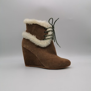 André boots wedged woman leather size 37