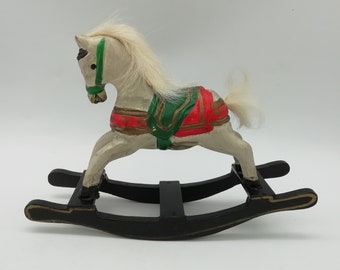 Painted wooden rocking horse