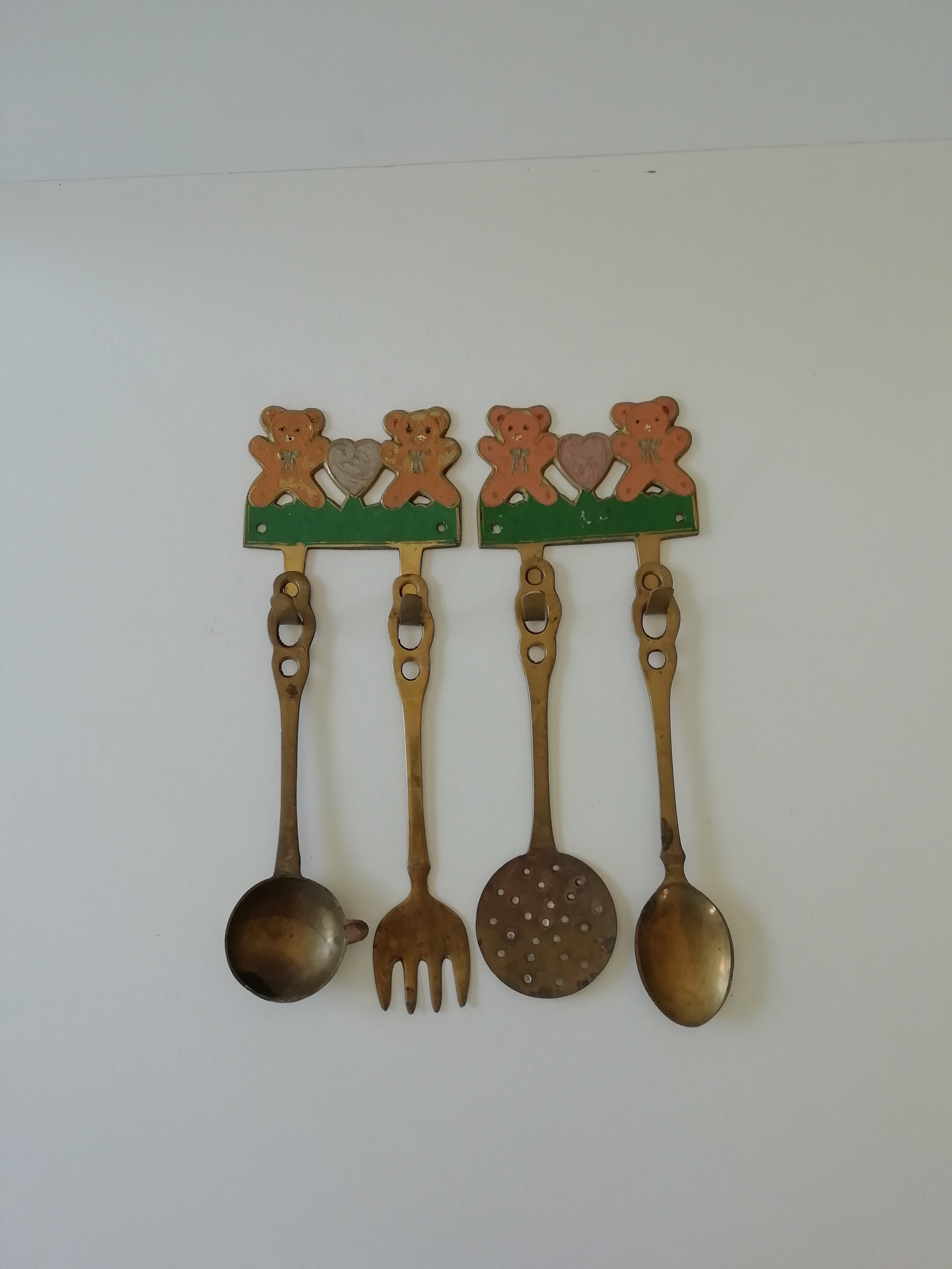 Antique Brass Kitchen Utensils Hanging Cubs Etsy