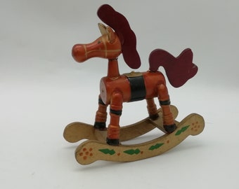 Painted wooden rocking horse