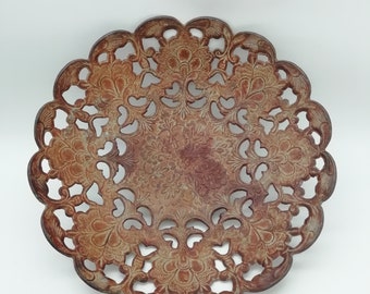 Vintage fruit bowl in ornate metal